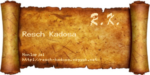 Resch Kadosa névjegykártya